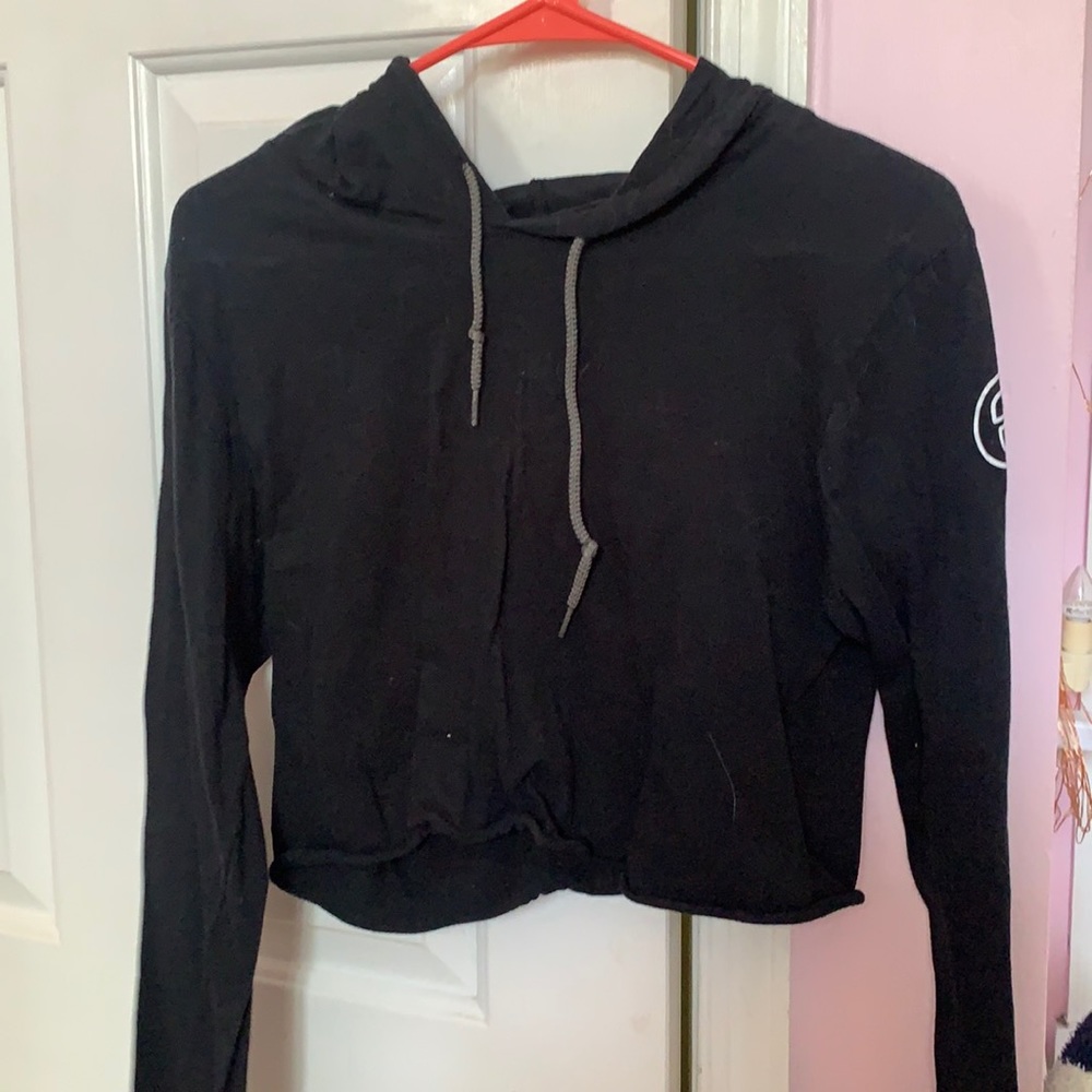 black cropped hoodie